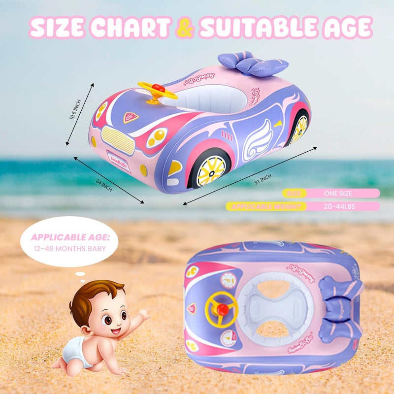 RADSHSP Baby Pool Float 3D Car Baby Floaties for Toddlers 12-48 Months Heavy Duty Infant Swim Float Toddlers Pool Floats Kids Swim Floaties Swimming Pool Floats for 1-4 Years Toddler Floaties for Boys & Girls - Image 4
